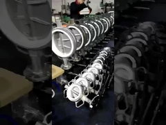 Corpo de aço inoxidável movido por engrenagem de minhoca e válvula de borboleta tipo wafer assentada em PTFE